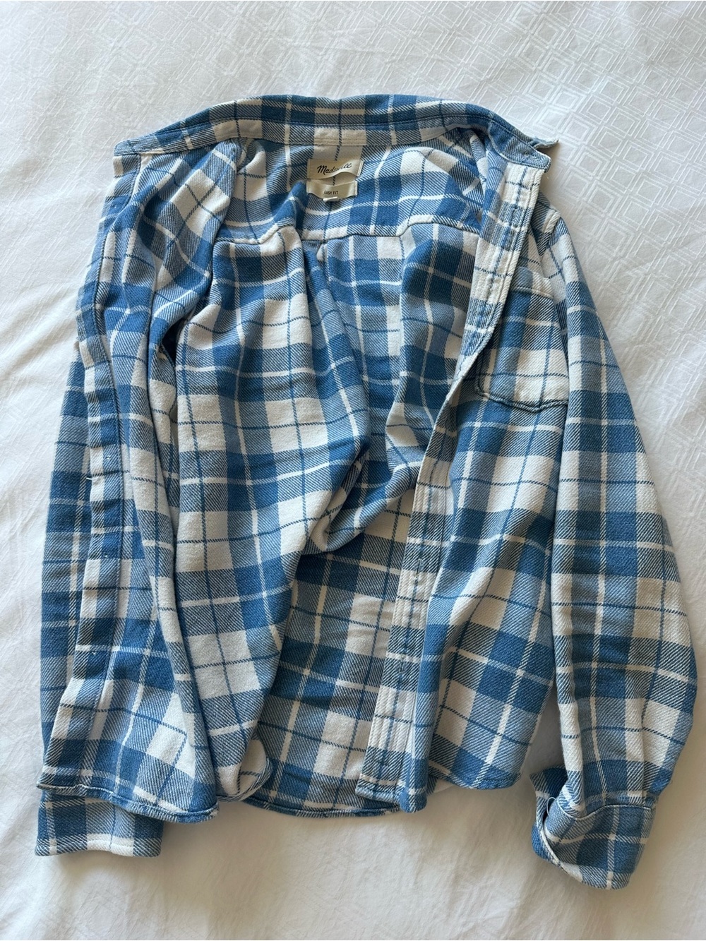 Madewell Blue and White Plaid Shirt